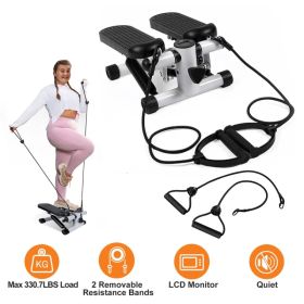 Steppers For Exercise, Mini Stair Stepper With Resistance Bands At Home Workout Equipment With 330.7LBS Loading Capacity, Hydraulic Fitness Stepper Wi