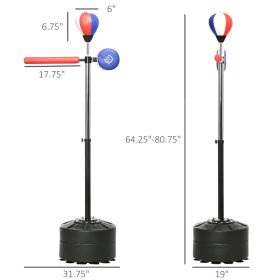 Soozier Free Standing Boxing Bag With Stand, Punching Speed Bag Reaction Bar Challenge With Suction Cups, 64-81in Adjustable Height For Teenagers And