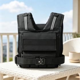 35lb Adjustable Weighted Vest, Iron Weight Training Vest with Shoulder Pad & Reflective Stripes for Running(Only load-bearing vest) (Option: Default Title)
