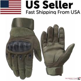 Tactical Motorcycle Motocross Full Finger Gloves Motorbike Riding Racing Mittens (Option: L-Green)
