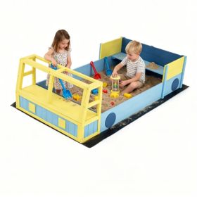 Fire Truck Themed Wooden Sandbox for 2 Kids, Fir Wood Play Sand Table with PP Liner & Bench, Outdoor Sensory Play Toy for Toddlers 18+ Months (Option: Default Title)