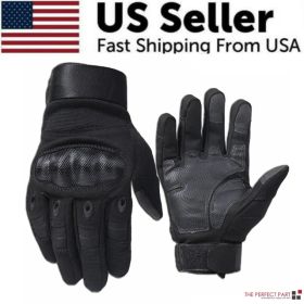 Tactical Motorcycle Motocross Full Finger Gloves Motorbike Riding Racing Mittens (Option: M-Black)